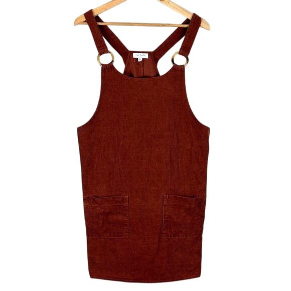 Full Circle Trends Pinafore Dress Womens XL Rust Brown Cotton Cottagecore Farm - Picture 1 of 5